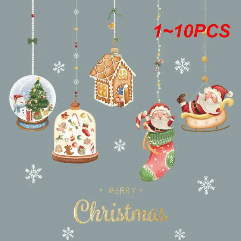 1 ~ 10 шт. 2024 рождественские наклейки на окна Санта-Клаус Рождественская елка