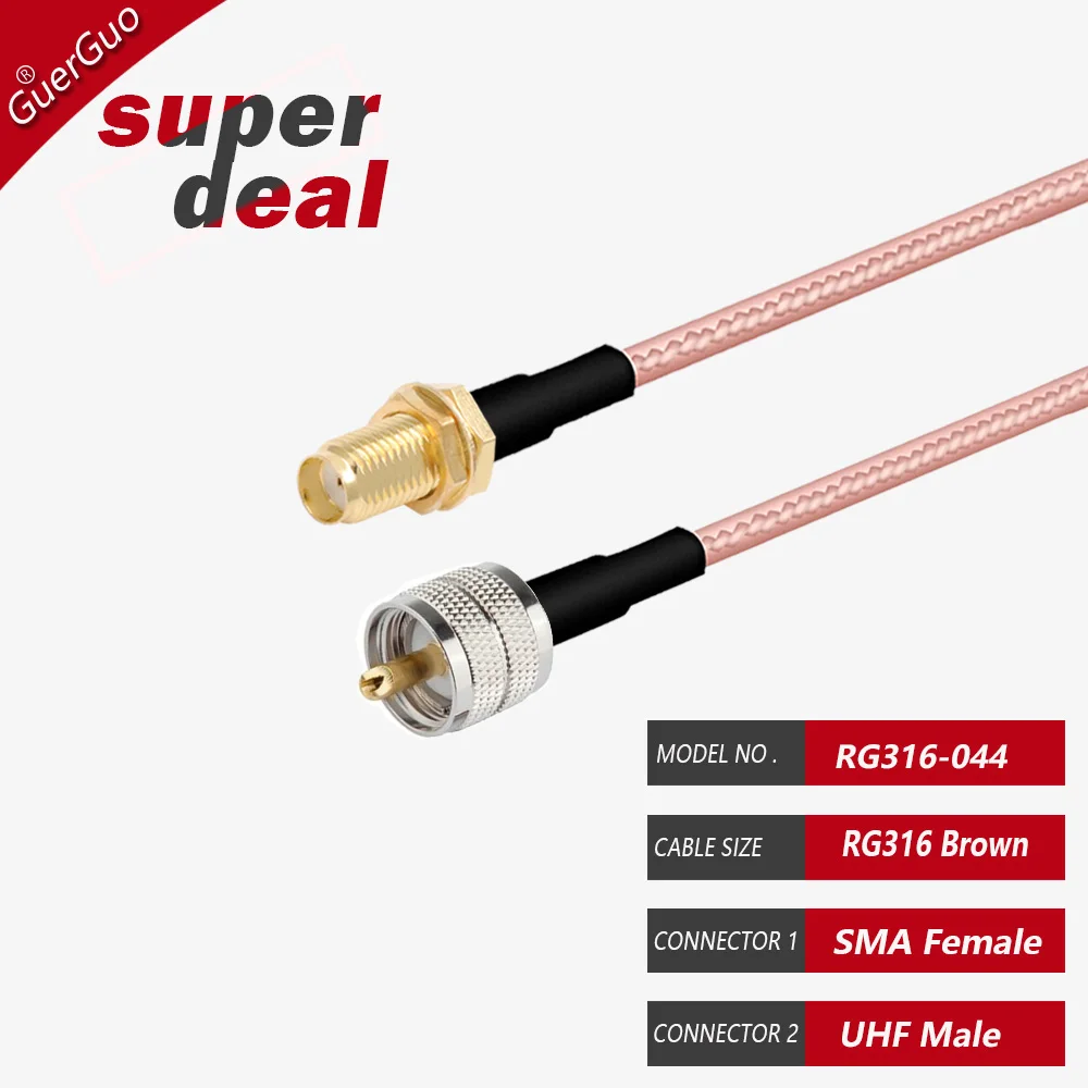 PL259 UHF Male SO239 UHF Female to SMA Male Plug SMA Female Jack Разъем RF Коаксиальный RG316 Кабель Перемычка косичка Маршрутизатор Антенна (art.: 3920d0984dade) - 3920d0984dade