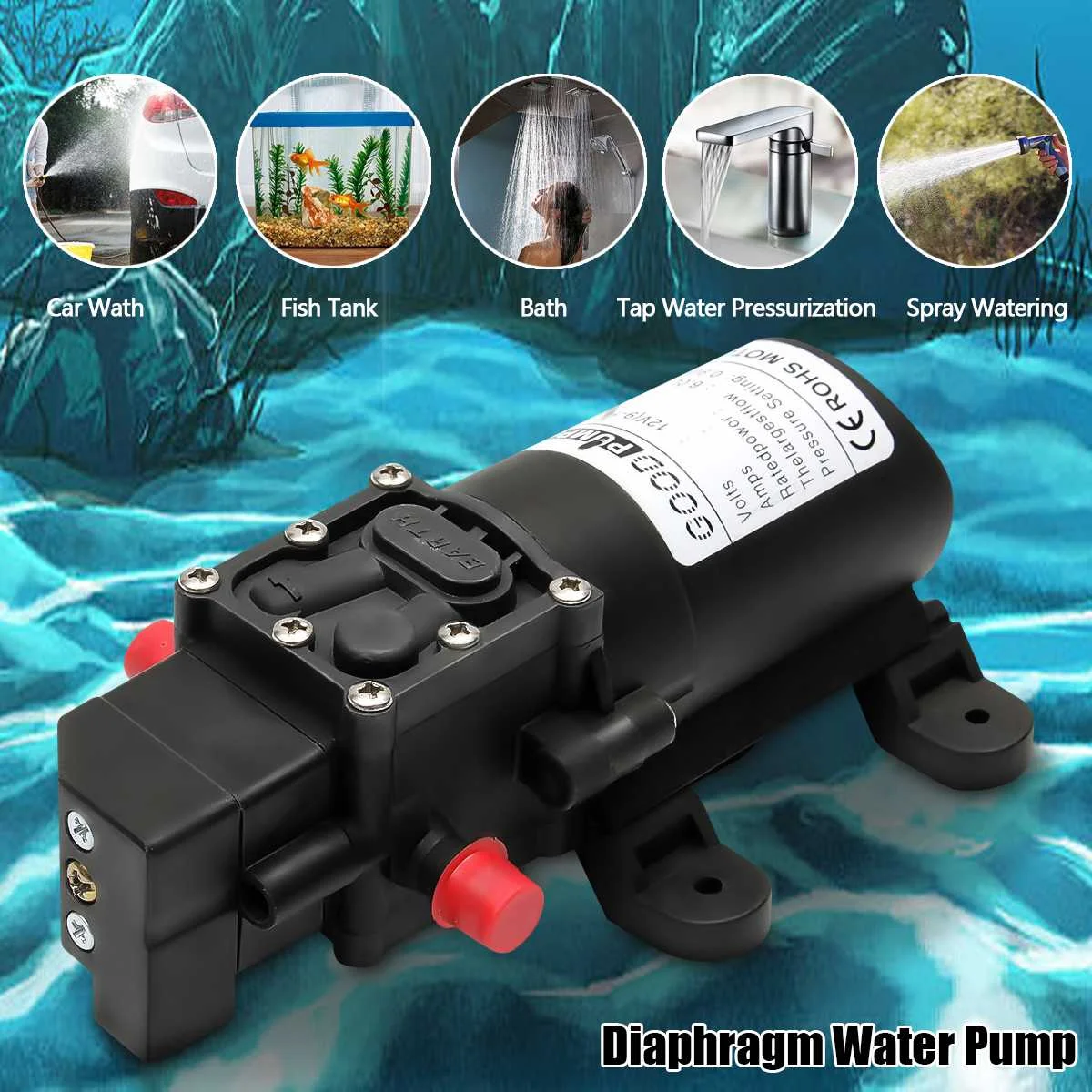 

12V 5-6 L /min Automatic Marine Water Diaphragm Pump 12V Self Priming Electric Yacht Boat Marine RV Caravan High Pressure