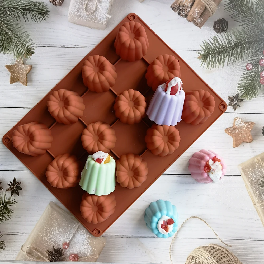 

Cannele Mold Silicone Mold Rectangular Spiral Donuts Round Flat Love Heart Shape Cake Candy Silicone baking Pan For Pastry