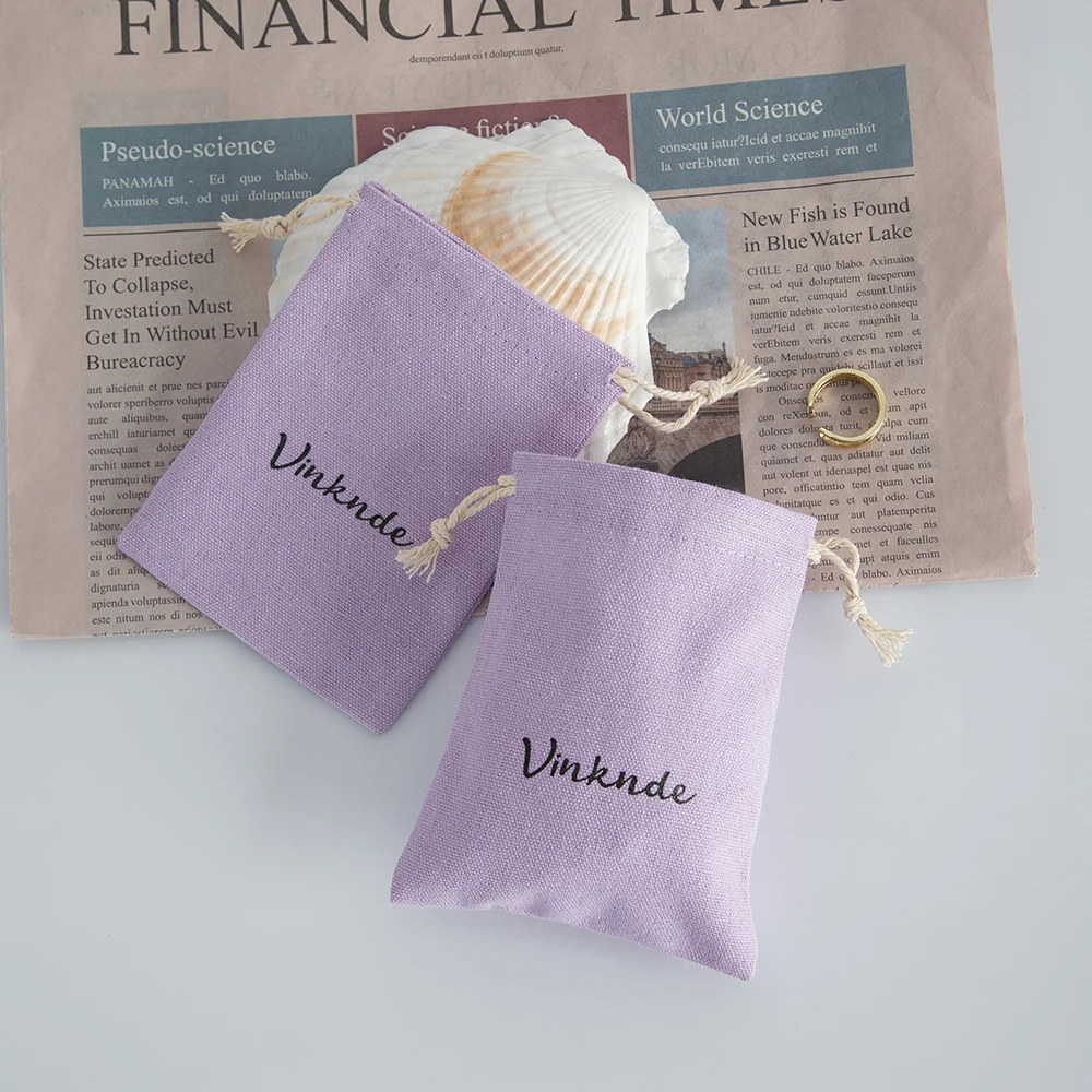 100Pc Cotton Linen Bag Custom Logo Drawstring Gift Receive Pouches Rings Earrings Coins Cosmetic Jewelry Packaging Storage Bags