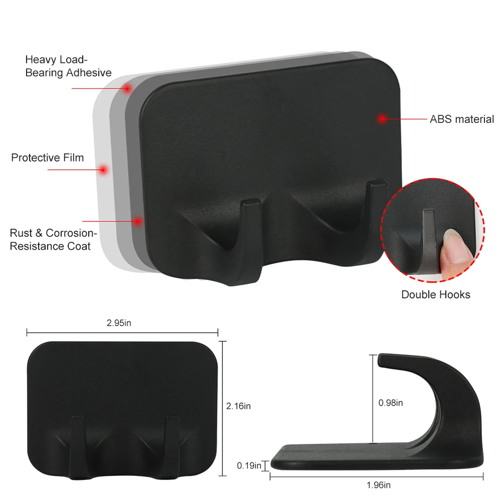 

Double Ended Hook Clips Durable ABS Material Double Ended Hooks Bathroom Double End Hook Self-adhesive Hook