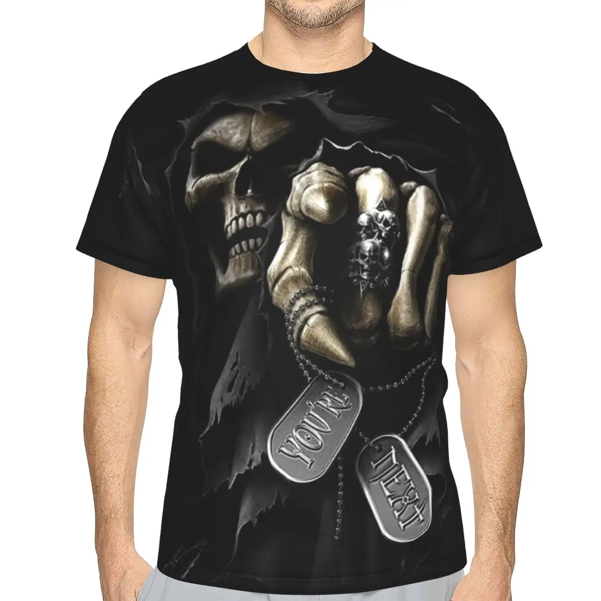 

Футболка Мужская/Женская с 3D-принтом черепа и надписью «You Are Next», топ из полиэстера с коротким рукавом и круглым вырезом, футболка с графичес...