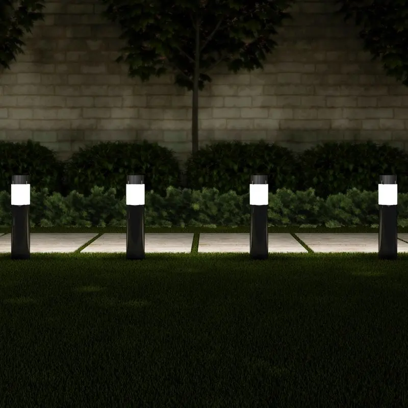 

Solar Path Bollard Lights, Set of 6- 15” Stainless Steel Outdoor Stake Lighting for Garden, Landscape, Yard, Driveway, Walkway