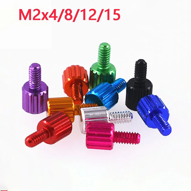 

5Pcs/lot M2x4/8/12/15mm Knurled Head Colourful Aluminum Hand Tighten Thumb Screw For Computer Case Side Cover Transparent Plate