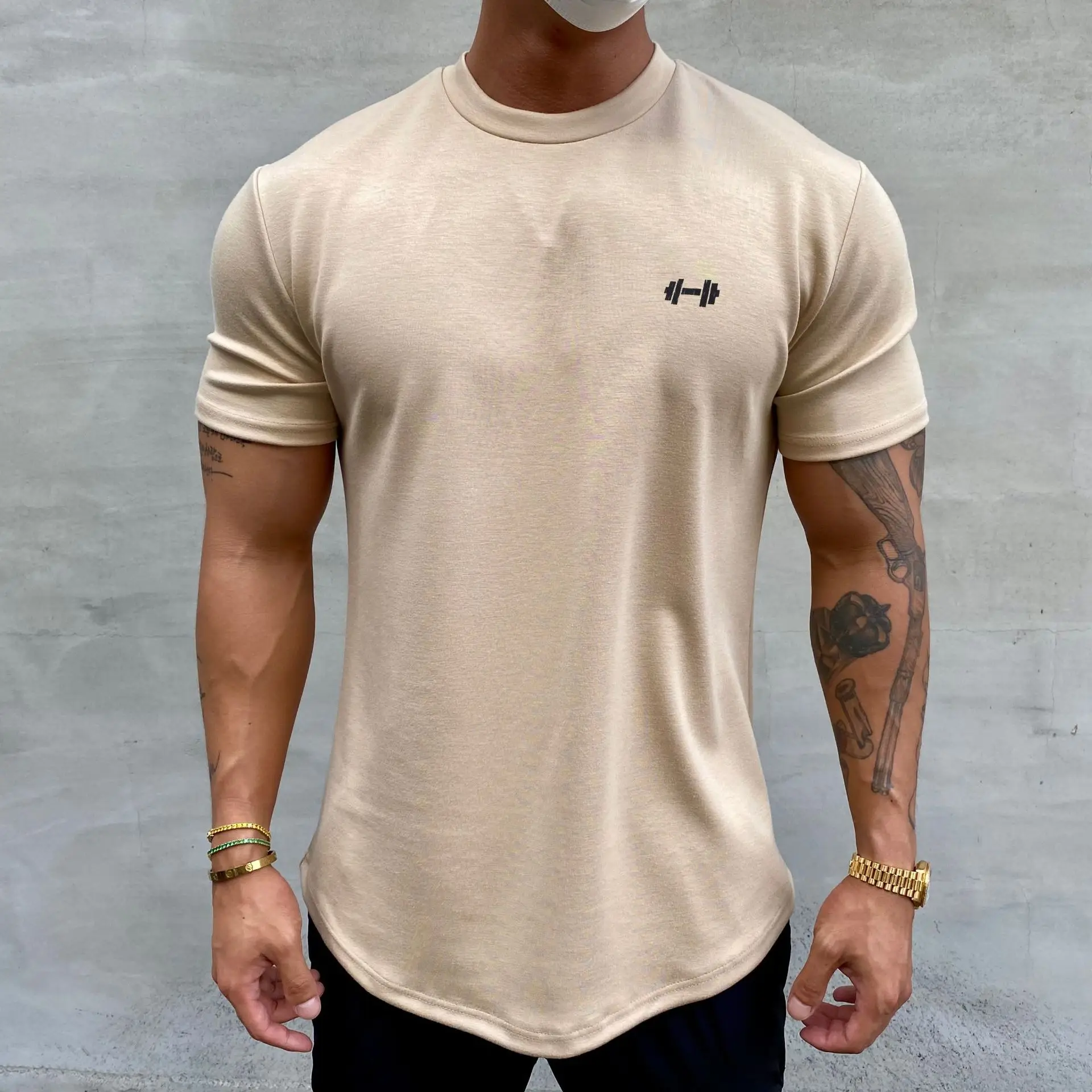 

High Quality 95 Cotton 5 Spandex Sports Tee Quick Dry Breathable Training Custom Print Logo For Oversized Gym Men T Shirt