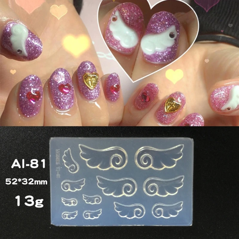 

Silicone Nail Carving Mold 3D Mini Angel Wing Mould Sculpture Stamping Plate Nails Stencils Crystal Epoxy Resin Mold