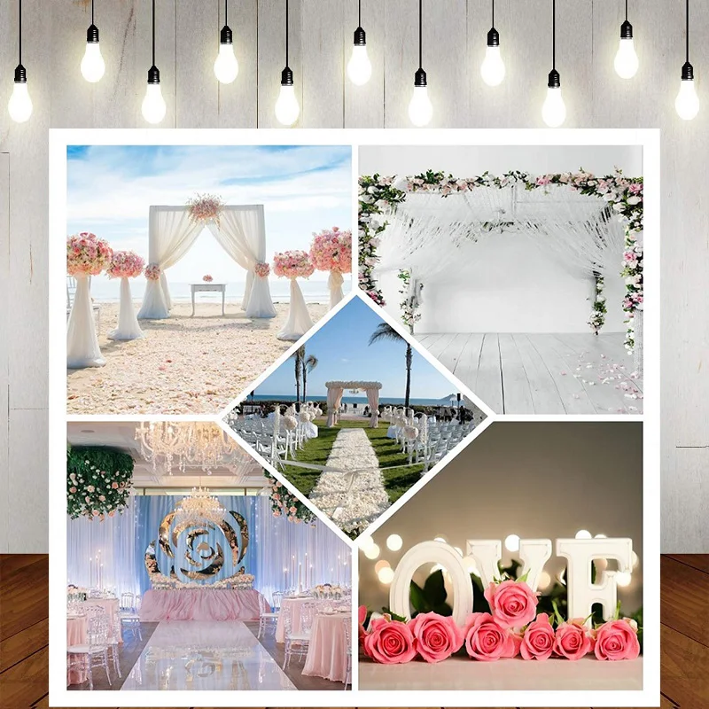 

Фон для свадебной фотосъемки с изображением Колыбель церемонии искусственный баннер свадебный фон для душа цветочное украшение для брака