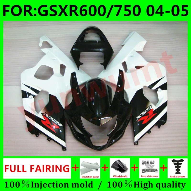 

NEW ABS Motorcycle Whole Fairing kit fit for GSXR600 750 04 05 GSXR 600 GSX-R750 K4 2004 2005 full Fairings kits set grey black