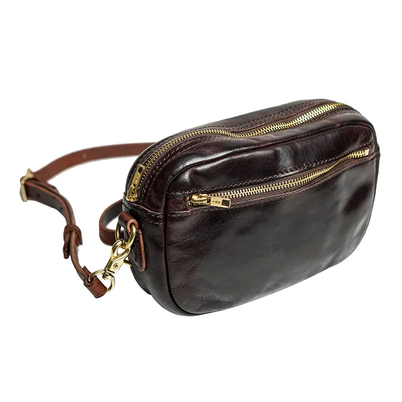 Fashion casual luxury genuine leather men's small crossbody bag outdoor party weekend high quality real cowhide shoulder bag