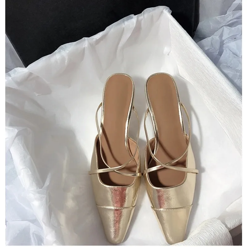 Женские мюли на высоком каблуке модные элегантные шлепанцы без застежки сланцы