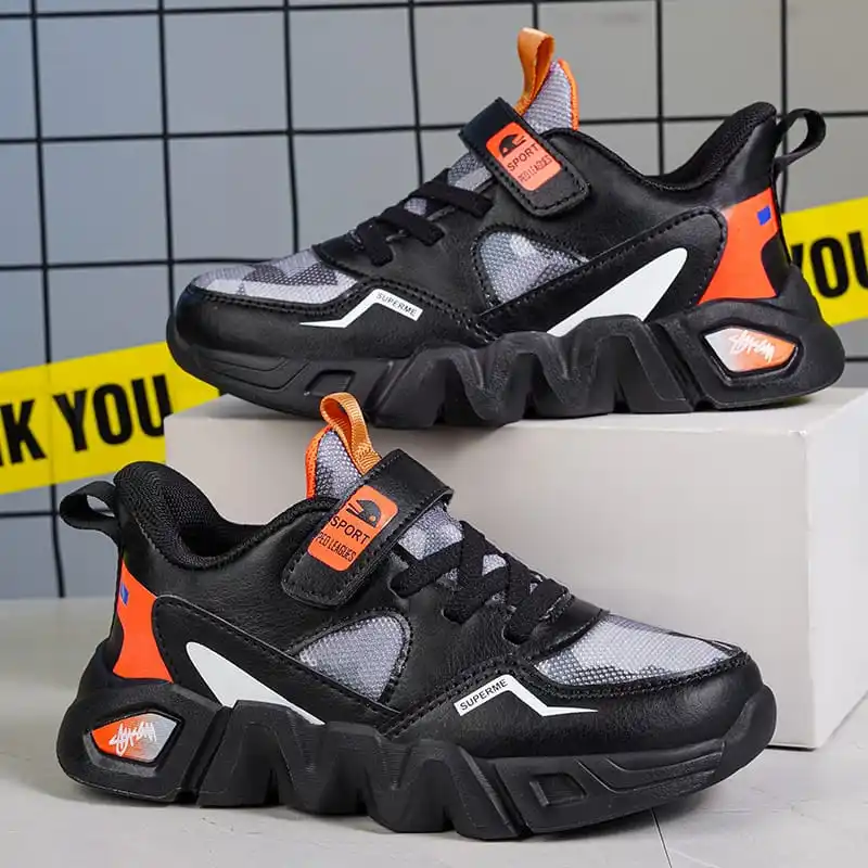 

Кроссовки детские Нескользящие, повседневная легкая обувь для мальчиков и девочек, черные, красные, размеры 27-39