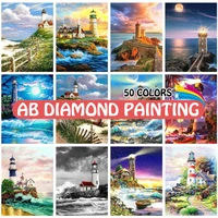 ab diamond painting lighthouse 5d diy full square round diamond embroidery cross stitch landscape mosaic home decor