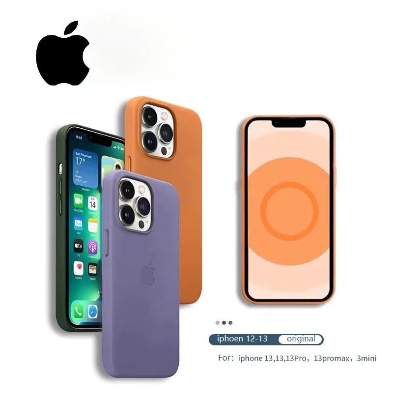 

Официальный оригинальный Apple кожаный чехол с Magsafe для iPhone 12 13 Pro Max 13 Mini чехол с беспроводной зарядкой Магнитный чехол coque