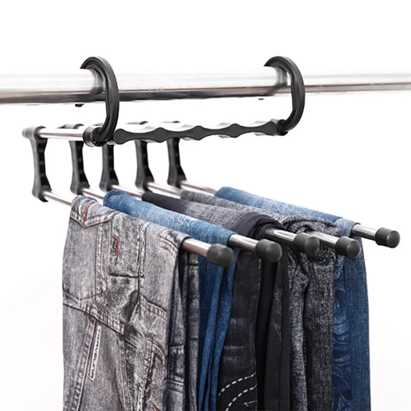 

Household Accessories Save Space 5-in-1 Portable Multi-function Stainless Steel Pants Hanger Clothes Dry Rack Drop Shipping