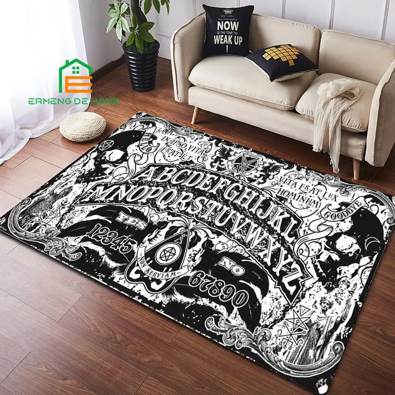 

Satanic Ouija Skull Carpet Rug Door Mat 3D Pattern Printing Carpet Hall Bedroom Cold Pressing Fashionable Carpet 14 Sizes