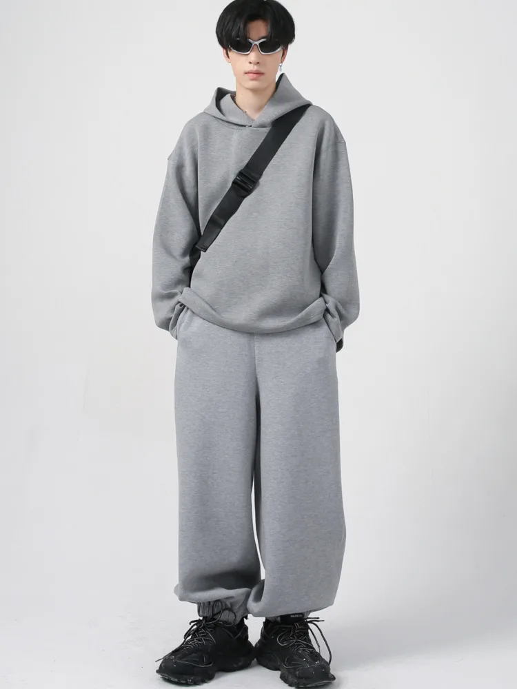 SYUHGFA Men Clothing Long Sleeve Hooded Sweatshirt Loose 2022 Autumn Korean Streetwear Sweatpants Fashion Sports Two Pieces Set