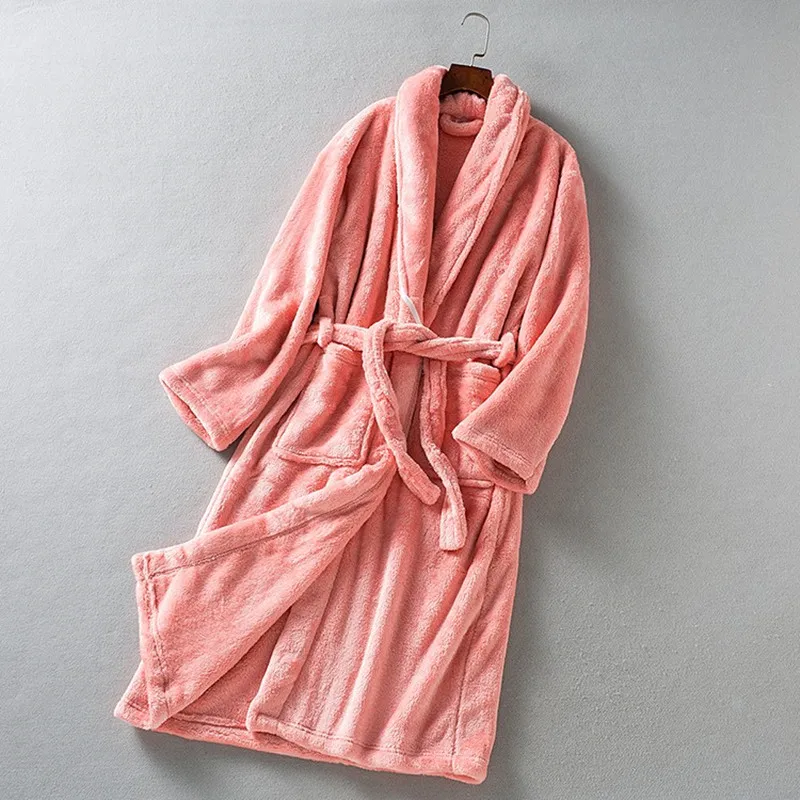Nightgown For Female  Solid Color Flannel Comfortable Winter Thickening Sleeping Robe Women