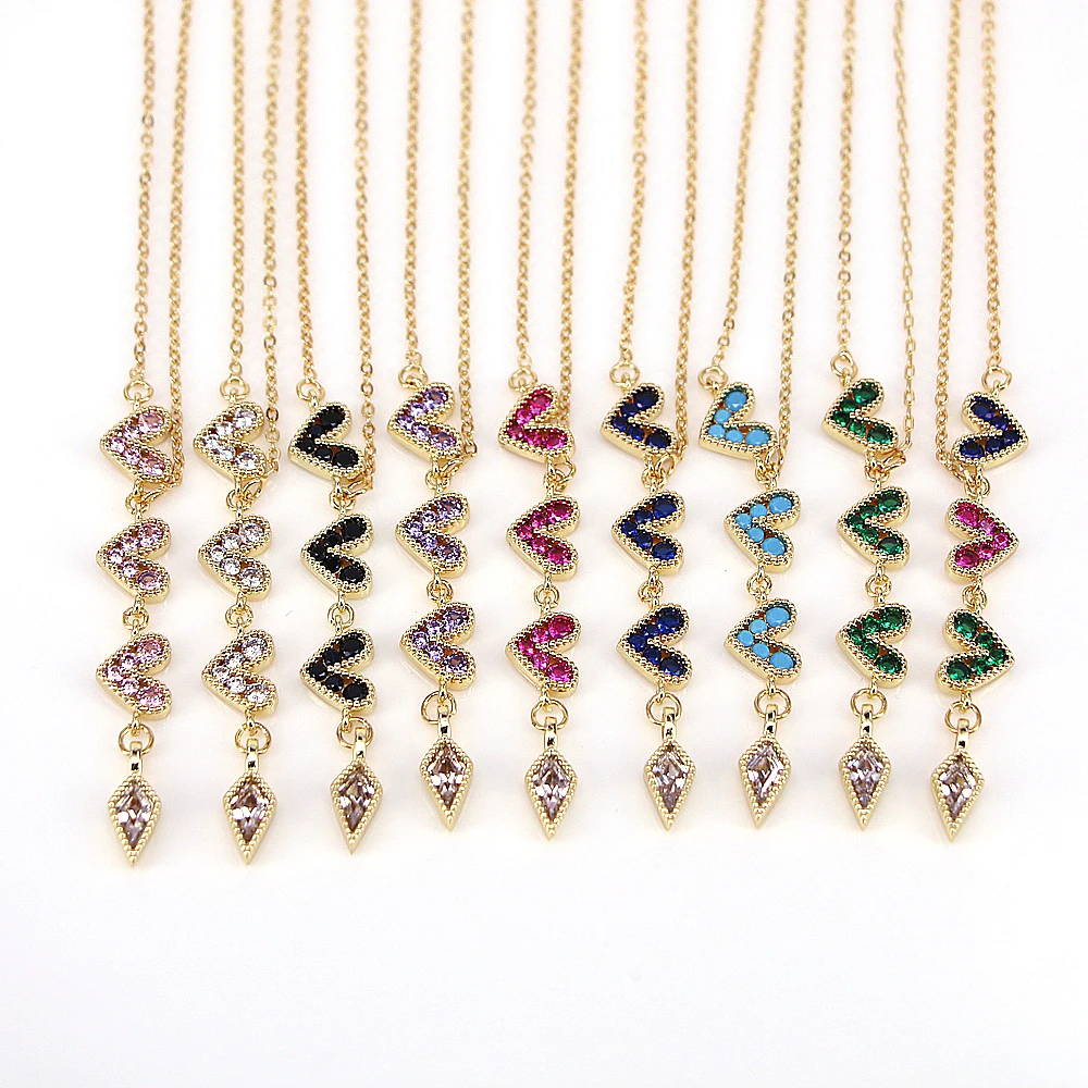 

5PCS, 2022 New Trendy Crystal Zircon Long Tassel Color Heart Pendant Collar Necklace for Women Summer Travel Jewelry