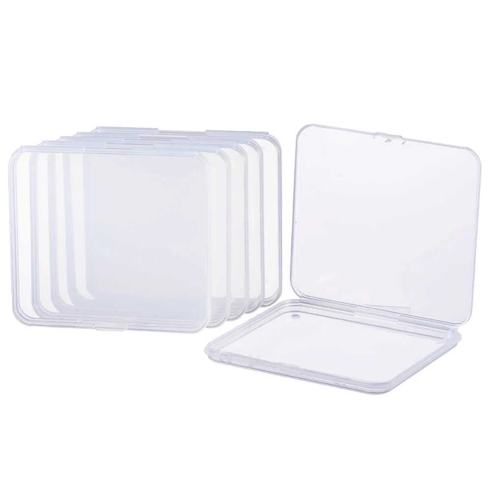 6pcs/set Transparent Plastic Bead Containers Portable Square Jewelry Storage Box Handmade Crafts Organizer Case 12.5x11.5x1.15cm