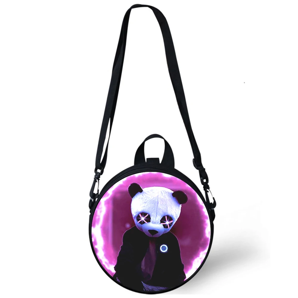 Street fashion panda Child kindergarten Bag 3D Print Crossbody Shoulder Bags For School Women Mini Round Bagpacks Rugtas Bag