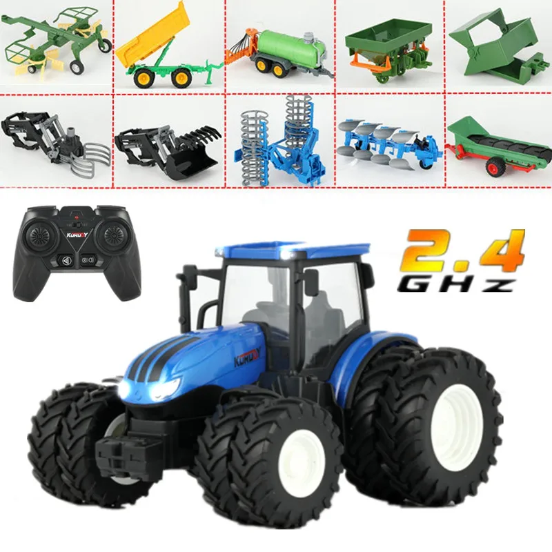 

1/24 Farm RC Toys Set Tractor Trailer with LED Headlight 2.4GHZ Remote Control Car Truck Farming Simulator For Children Kid Gift