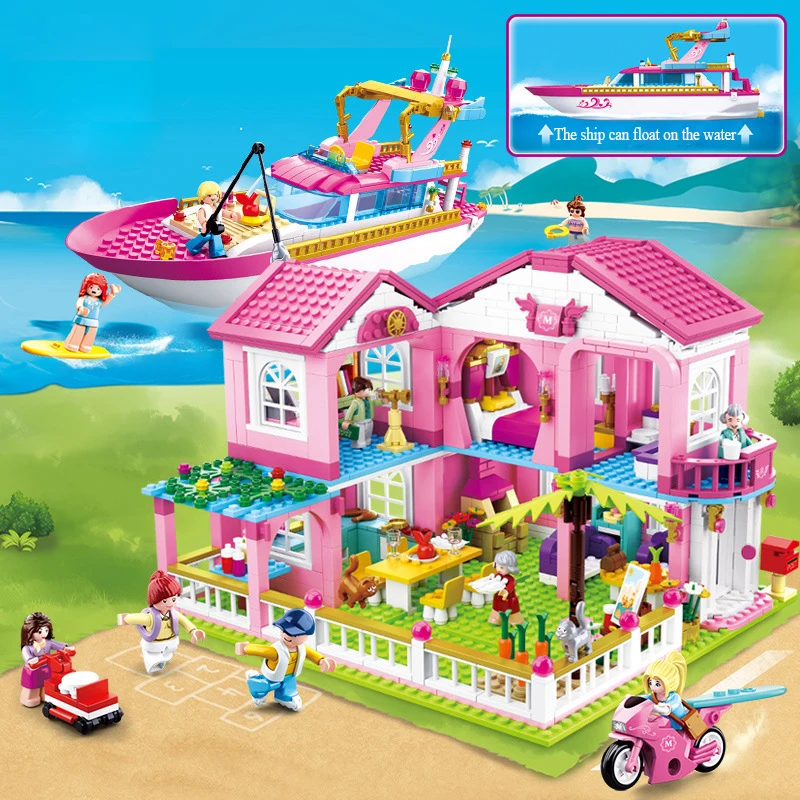 

Friends City House Princess Castle Sets For Girls Apartment Garden Casa Holiday Villa Building Blocks Figures Toys Kids DIY Gift