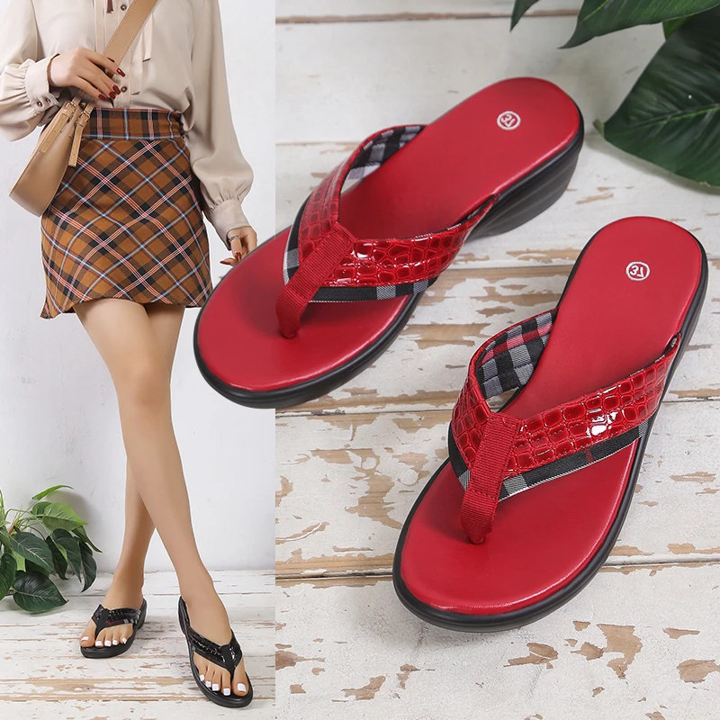 

Summer Women Slippers Flip Flops Women Chunky Heels Clip Toe Soft Sole Beach Slippers Woman Indoor Bathroom Anti-Slip Slides 43
