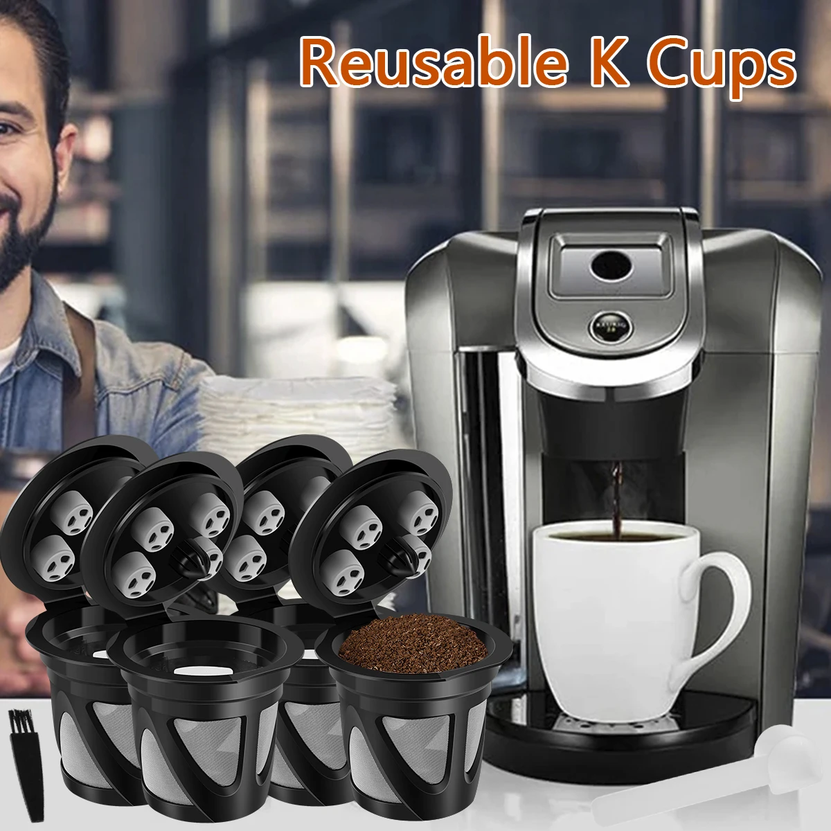 

Reusable K Cups Refillable K Cups Coffee Filters Stainless Steel Mesh Reusable K Cups Leak-Proof Single Cup Coffee Filters