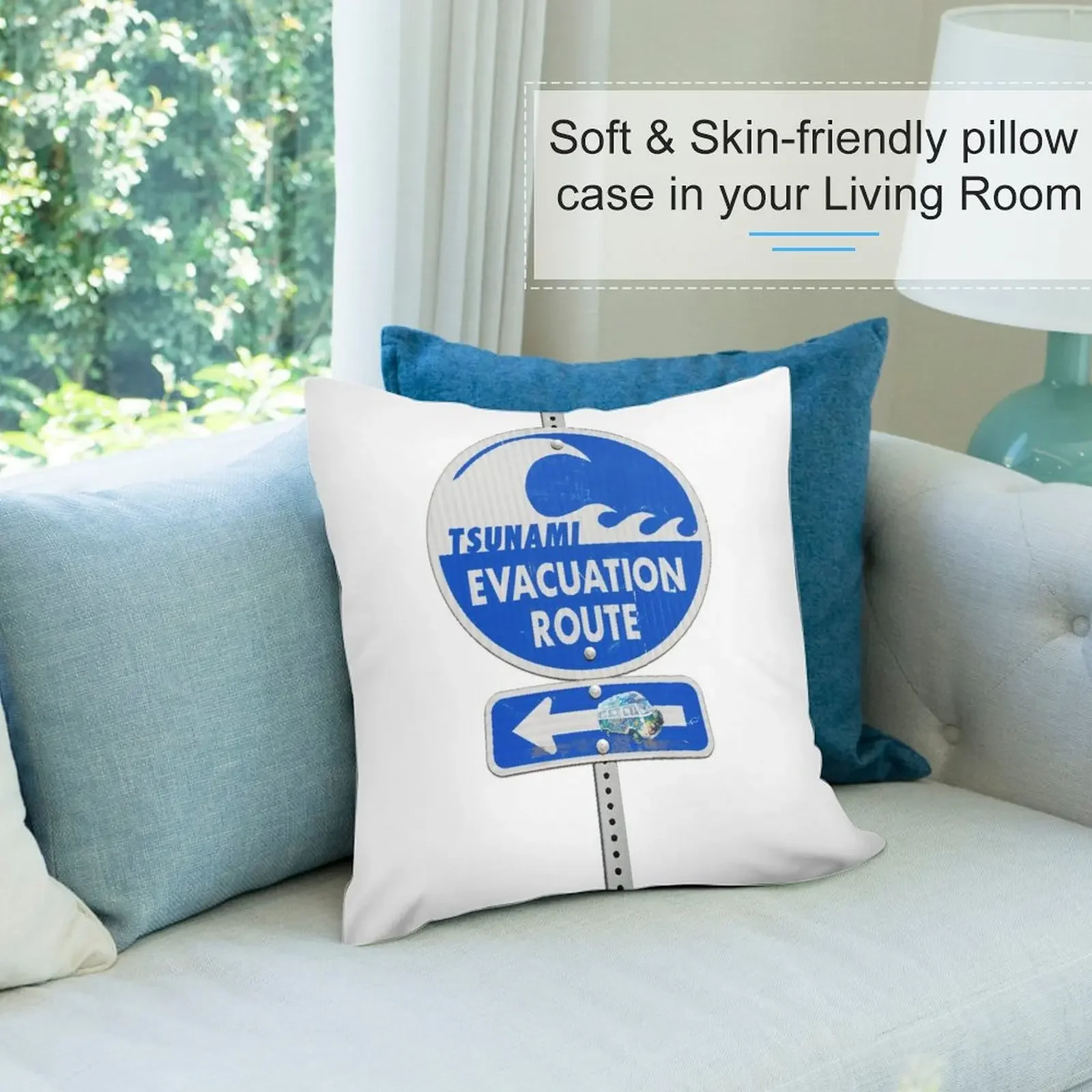 Дорожный знак цунами (левая стрела) декоративная подушка наволочка роскошные