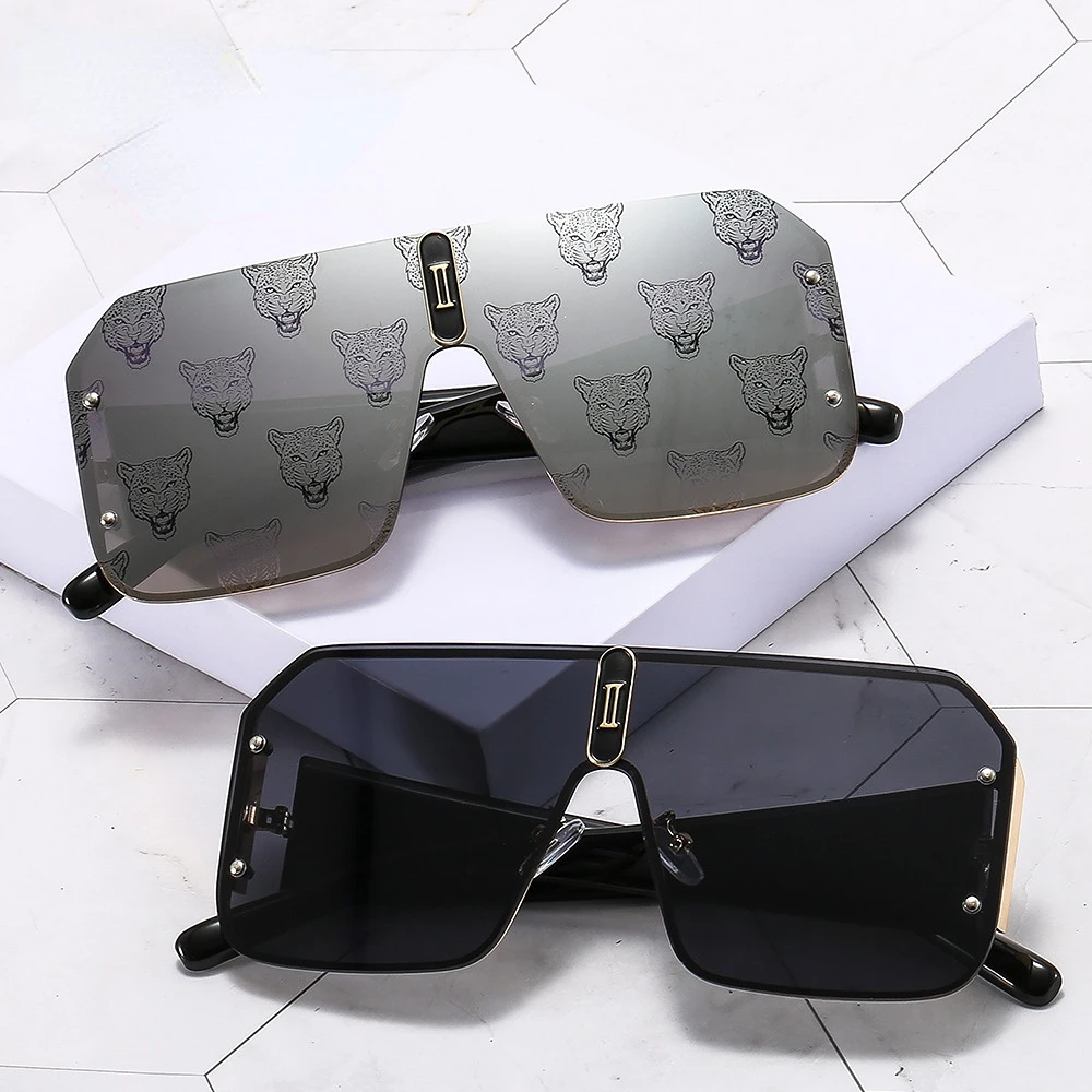 

MYALICE The New Fashion Sunglasses Women Leopard Head Watermark Sun Glasses Men Sun Personality Protection Windproof UV400