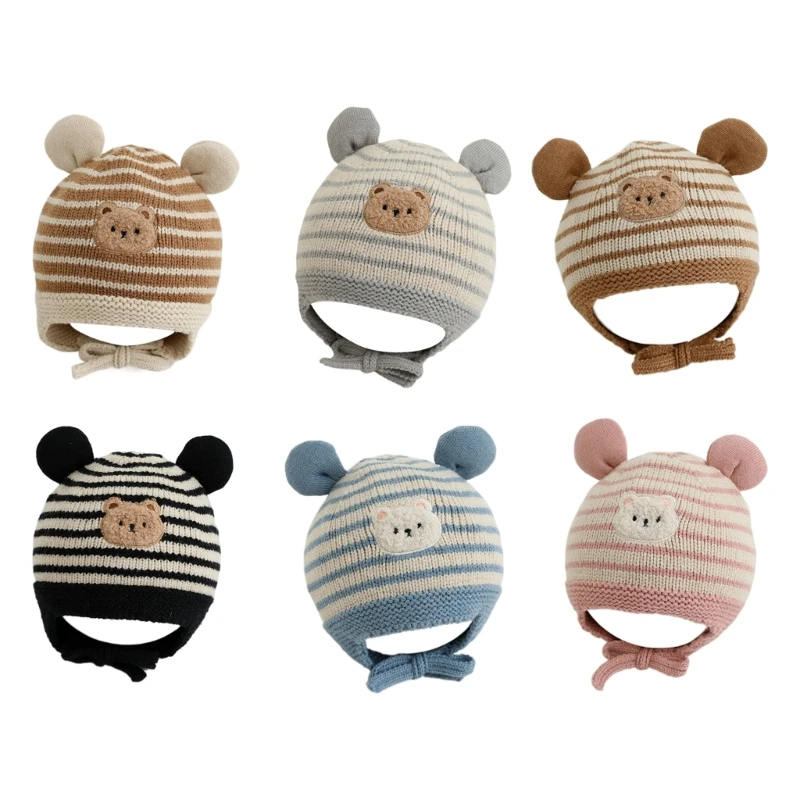 

Cartoon Bear Beanie Hat Children Stylish Warm Cap Soft Knit Hat Ear Protections