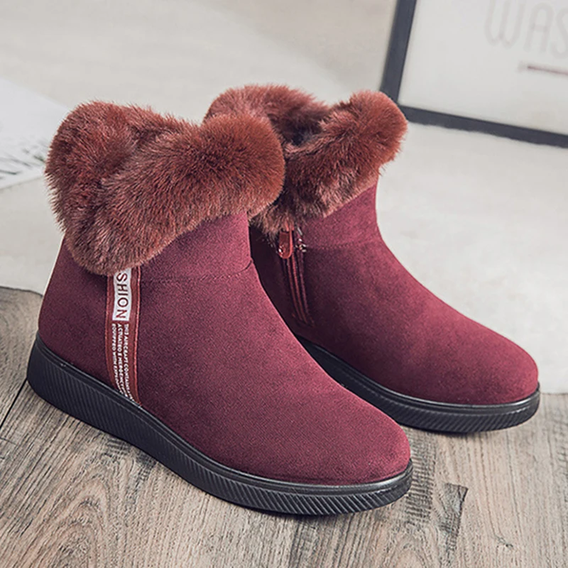

2023 New Winter Snow Ankle Boots for Women Fashion Woman Shoe Suede Winter Boots Zipper Plush Furry Boots Platform Botas Mujer