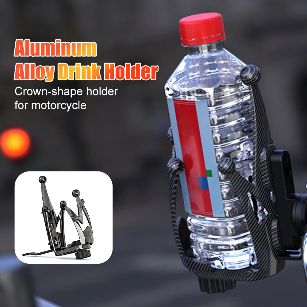 

Motorcycle Water Bottle Holder Aluminum Alloy 20-34mm Handlebar Kettle Holder Crown Shape Adjustable Drink Holder for E-Bike