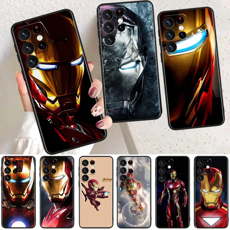 

Marvel iron man Phone Case For Samsung Galaxy S23 S22 S21 S20 FE Ultra S10e S10 S9 S8 Plus Lite Black Soft Cover