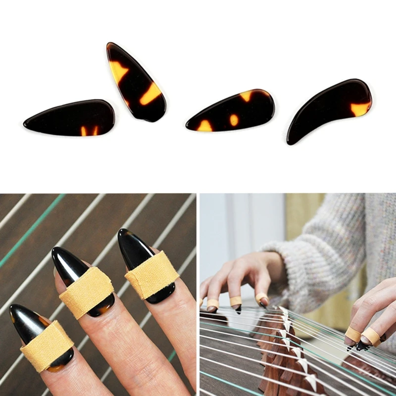 

4pcs/set 1 Thumb + 3 Finger Guitar Picks Celluloid Fingerpicks Guitar Plectrum Sheath For Acoustic Electric Ukulele Bass 24BD