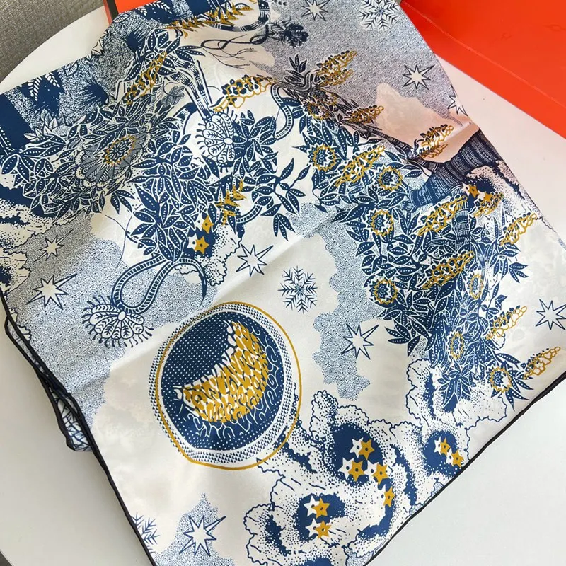 Женский шёлковый шарф-накидка 35x35 дюймов