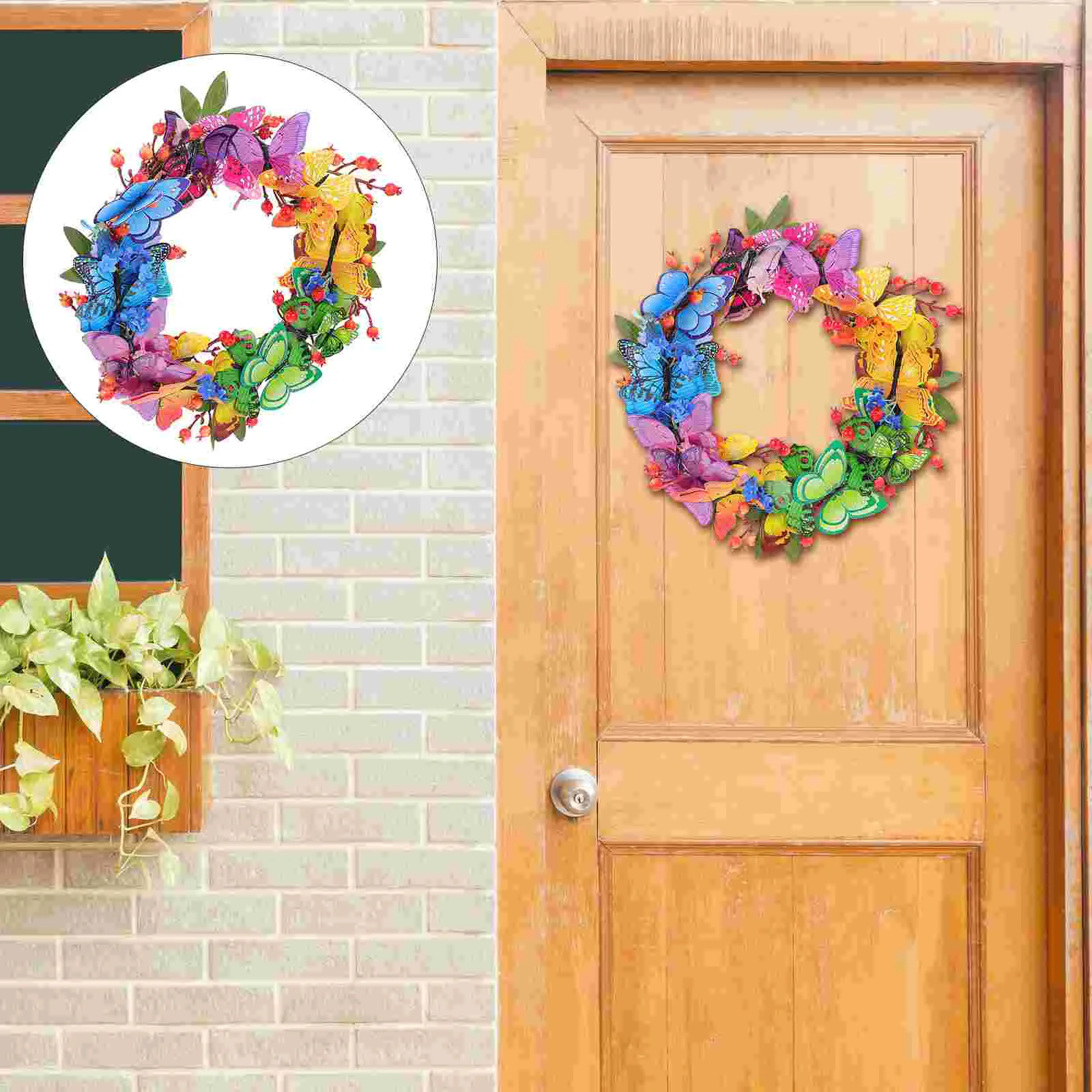 

Wreath Spring Door Butterflies Front Garland Decor Wreaths Wall Flower Hanging Summerwelcome Decorative Outdoor Wedding