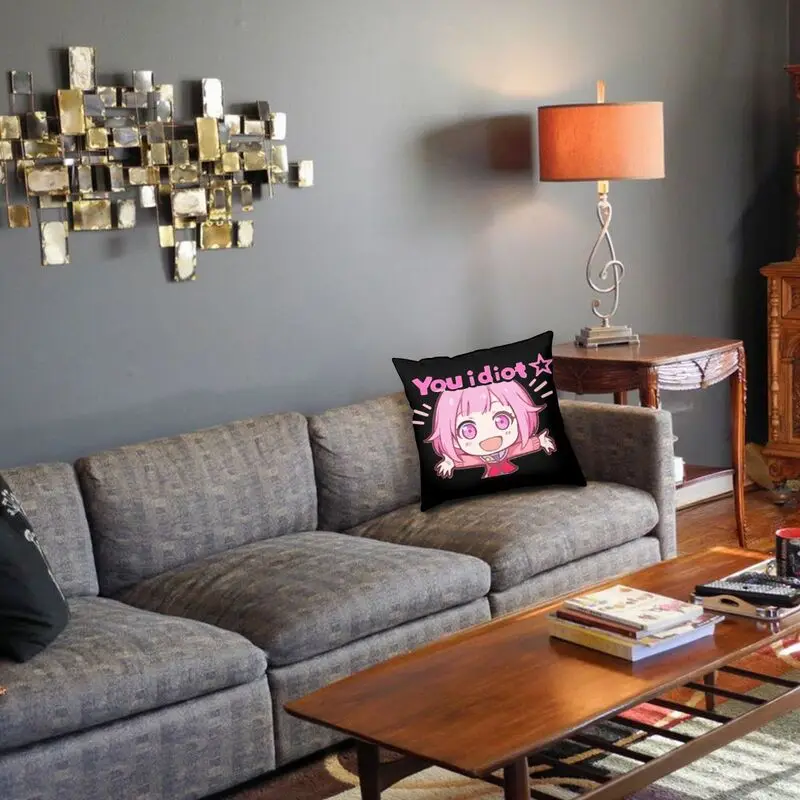 Подушка-чехол с рисунком аниме от Wonderhoy Emu для гостиной роскошная квадратная