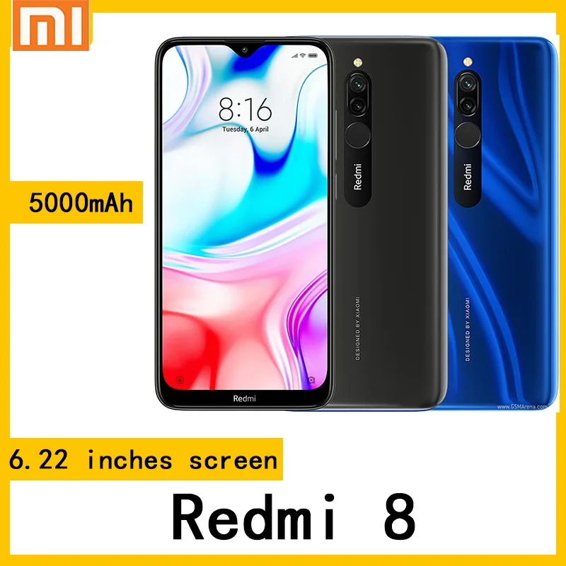 

Смартфон Redmi 8 Android с аккумулятором 5000 мАч, чипсет Snapdragon 439