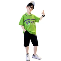 teen boy summer clothes short sleeve t shirt shorts 2 pieces set letter fashion kids cotton boys clothing suit for 4 to 14yrs