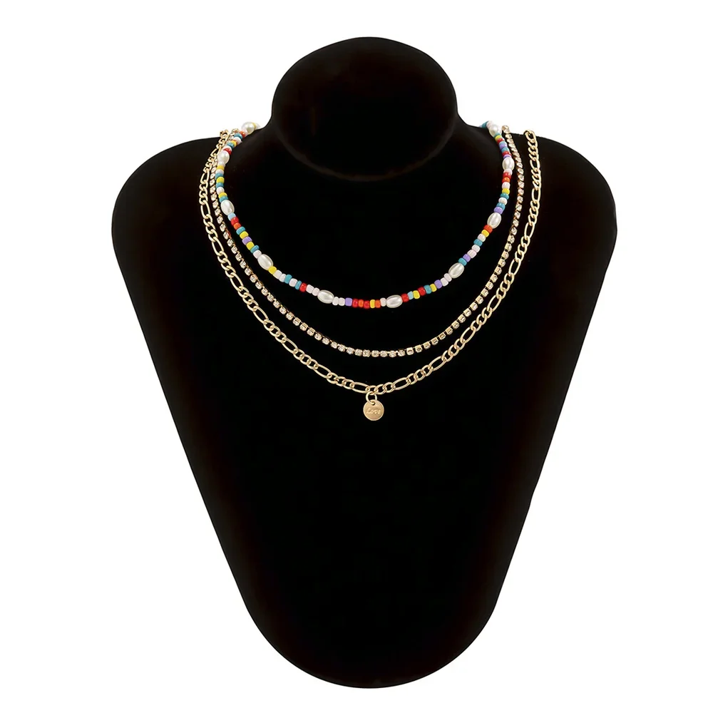 Модное Многоуровневое ожерелье в стиле бохо с цветными бусинами из