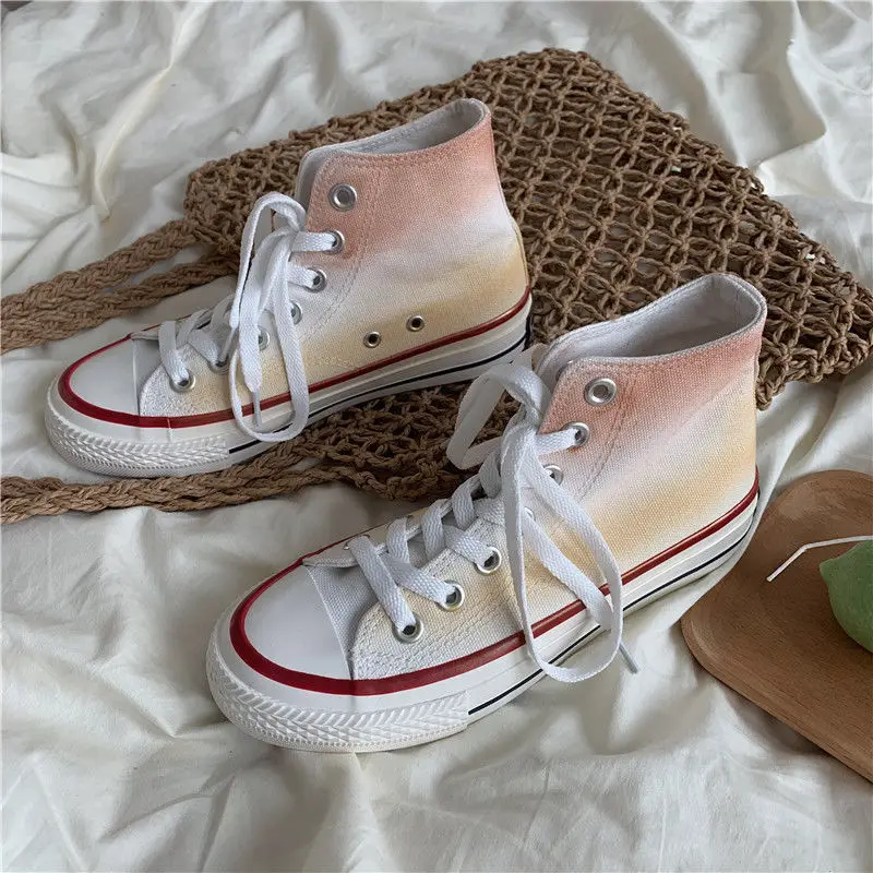 

2022 New Gradual Canvas Sneakers Femme Fashion Mix Color Women Espadrilles Casual Spring Outside Daily Zapatillas Mujer