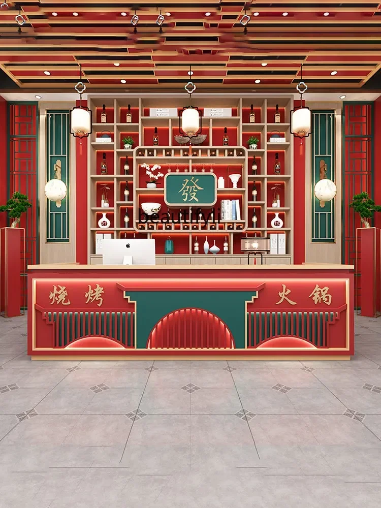 Новый китайский стиль барная стойка ретро-магазин барбекю для ресторана