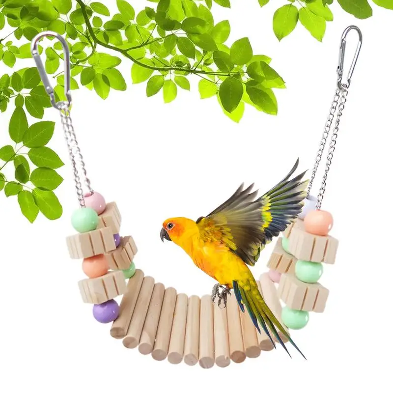 

Parrot Swing Bridge With Metal Hook Bird Playing Cage Accessories For Conures Cockatiels and Parakeets Keep Birds Supplies