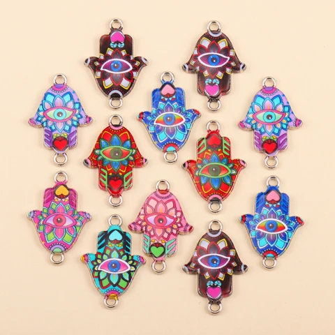 Эмалевые шармы «Рука Фатимы» RUWENSHU, набор из 10 штук