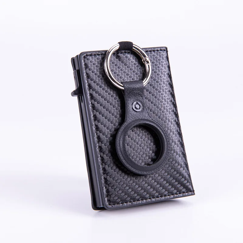 2pc/Set Apple Airtag Wallet With Air Tags Holder Tri Fold Card Cash Carteira Masculina RFID Slim Pop Up Metal Carbon Billetera