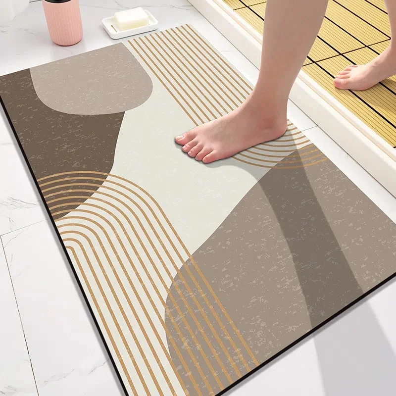 

Morandi Absorbent Bath Mats for Bathtub Side Non Slip Shower Mat Geometric Diatom Quick Drying Bathroom Home Kitchen Door Mats