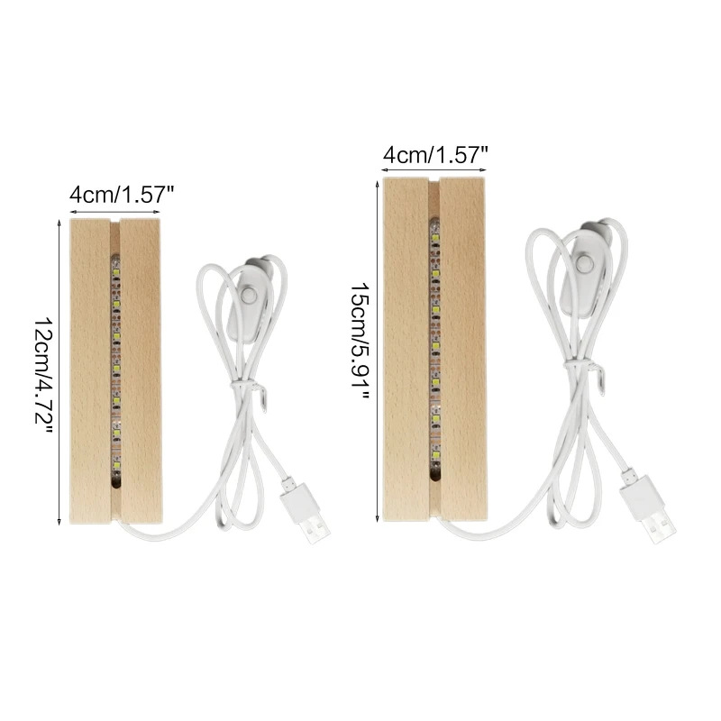 

Solid Wood Luminous Base USB Switch Night Light Base 3D Acrylic Lamp Wooden Show Base Ornaments Lighting