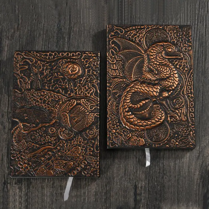 

3D Flying Dragon Journal Embossed Writing Notebook Handmade Leather Cover A5 Notebooks Gift For Men Travel Thoughts Notes Poetry